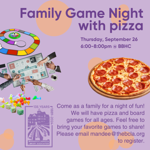 Promotional image with games and pizza