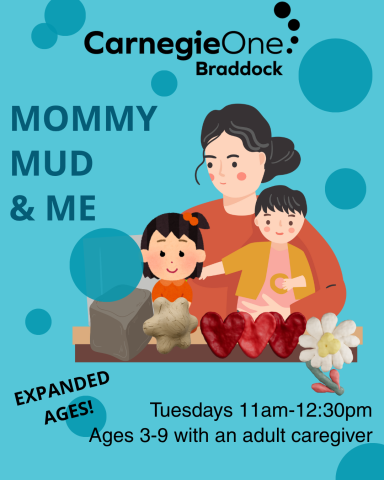 woman with child in arms and another small child, shapes made out of clay