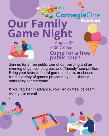 illustrations of people playing board games of various types, an ice cream scoop with three scoops