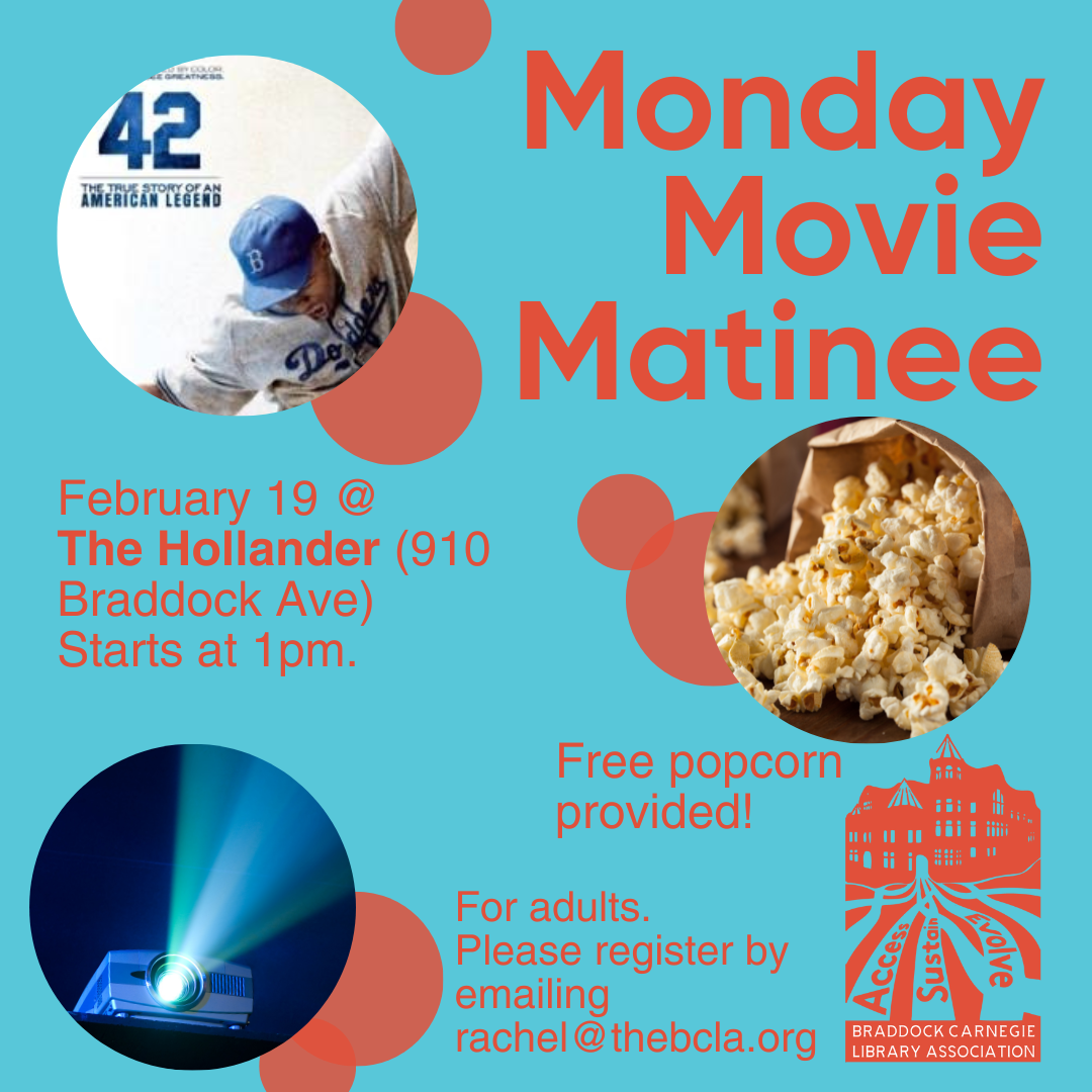 Monday Movie Matinee promotional image with popcorn and a movie projector