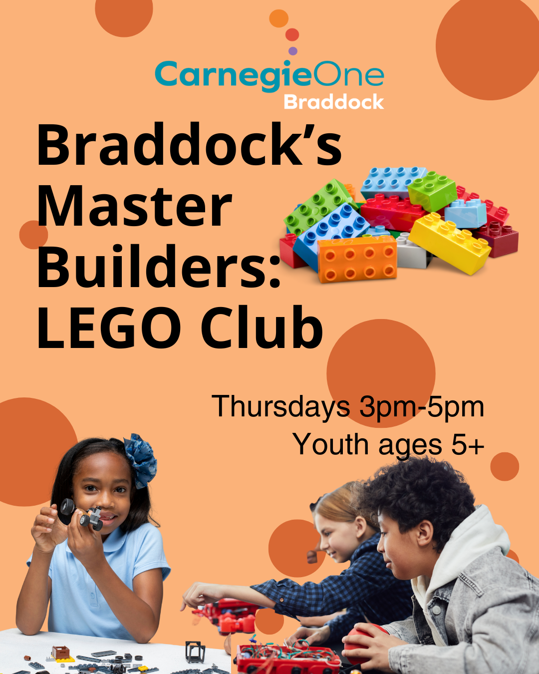 Children with legos, a pile of lego blocks