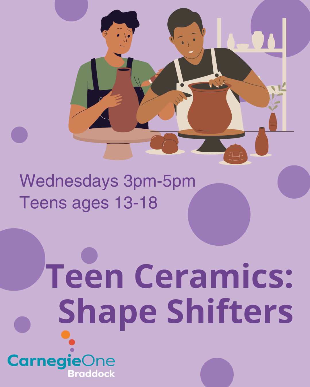 Two people working on clay vases