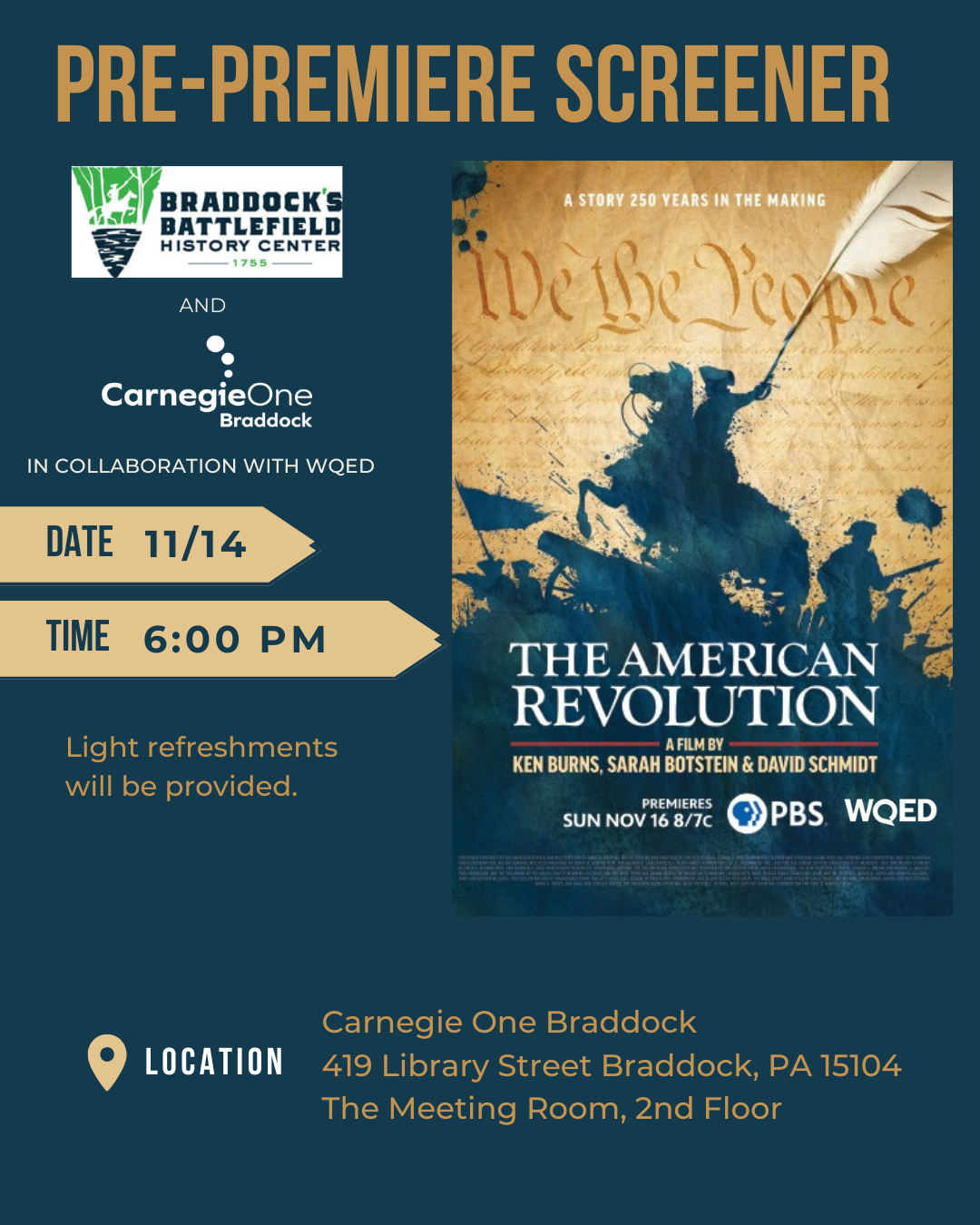 movie poster with silhouette of soldiers during American Revolution